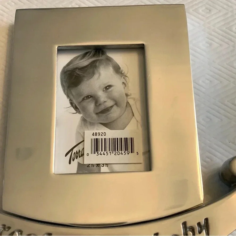 New! Rock-A-Bye Baby Chrome Heavy Baby Photo Frame 2.5 x 3.5” 1998 Keepsake